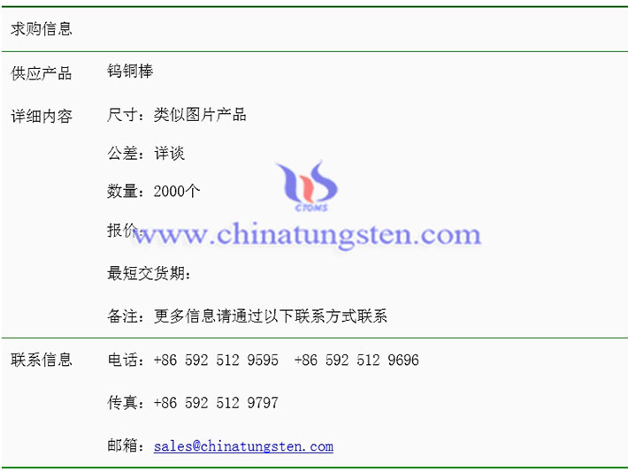 鎢銅棒求購(gòu)表圖片